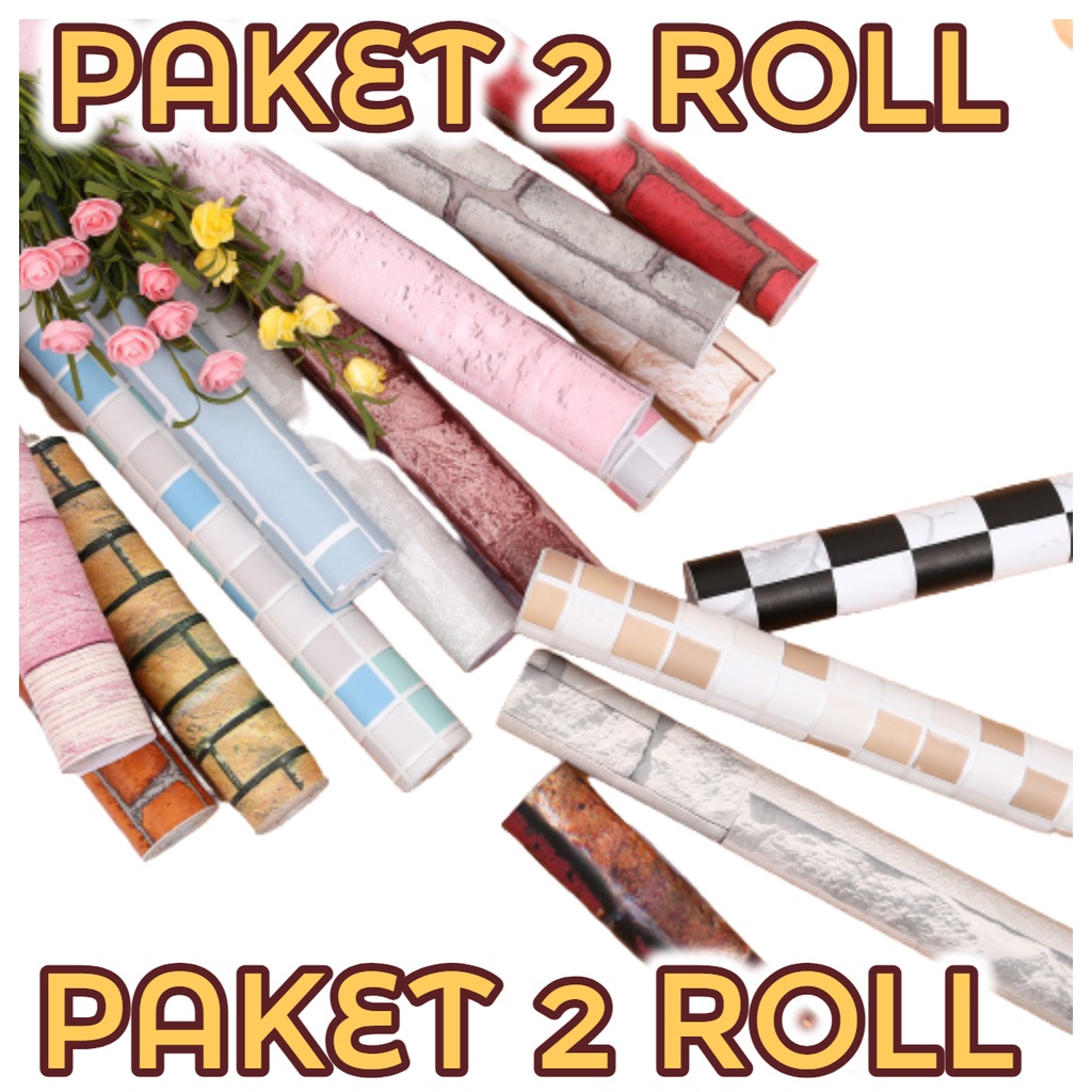 TERMURAH PAKET HEMAT 2 ROLL WALPAPER STIKER DINDING MOTIF BATA