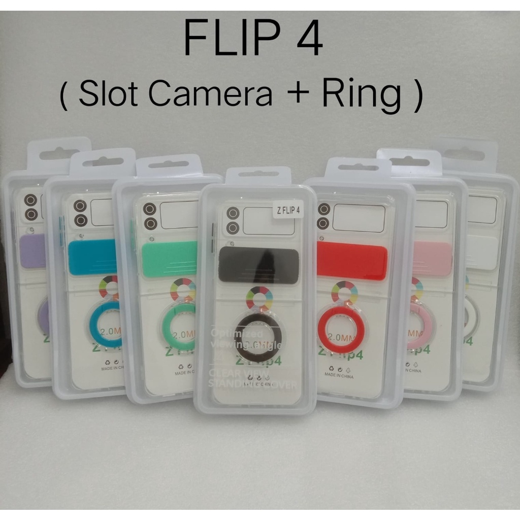 Ring Stand Holder Camera Slide Samsung Z FLIP 4 Case Cover Casing