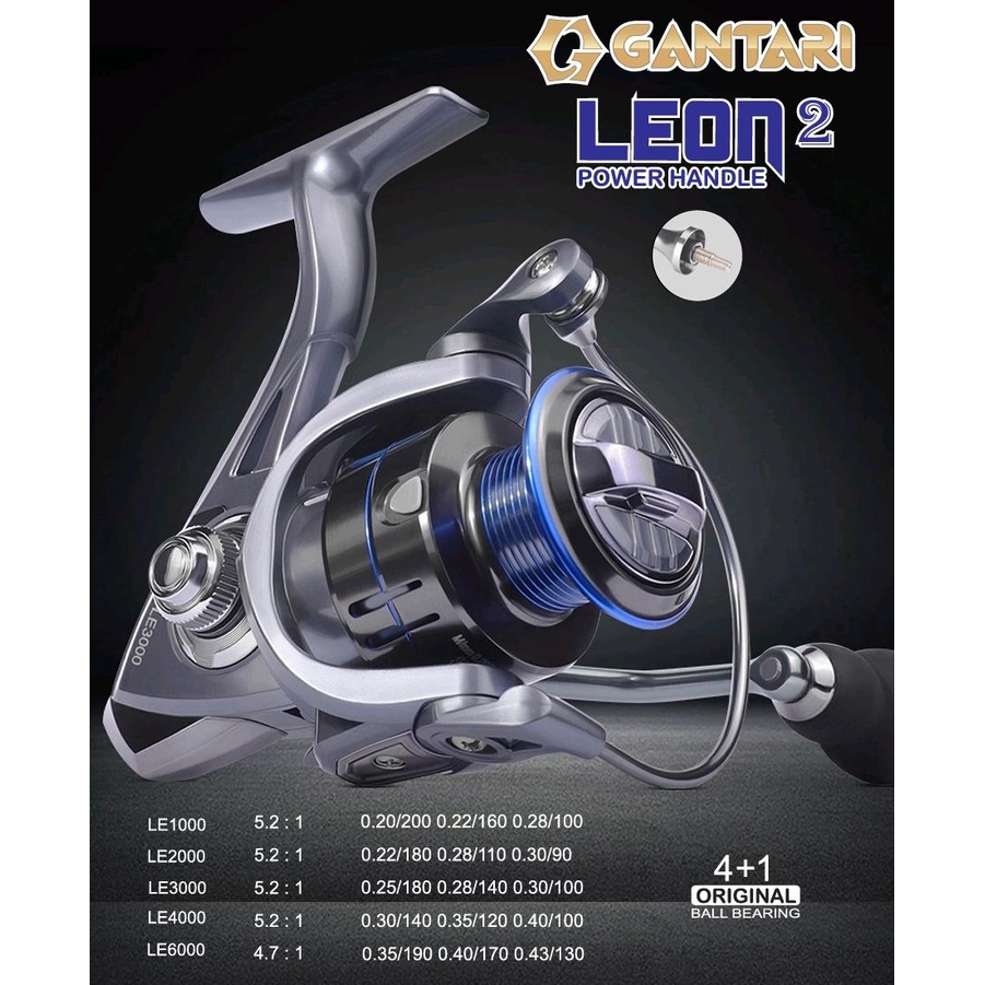 Reel Pancing Murah Alumunium Spool Power Handle  Eva Handle Gantari Leon 2 4+1 Ball Bearing