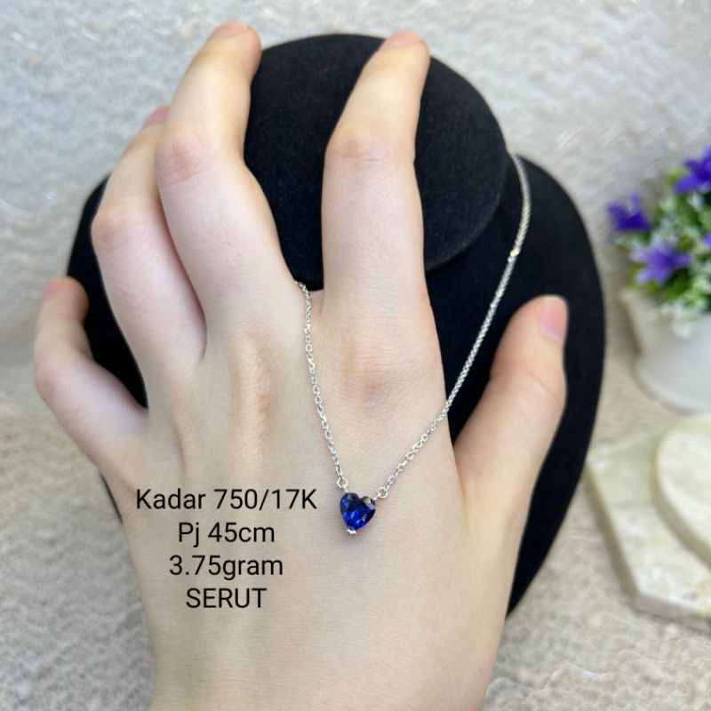 KALUNG SERUT SOLITARE EMAS PUTIH BY AYUGOLD EMAS 750/17K