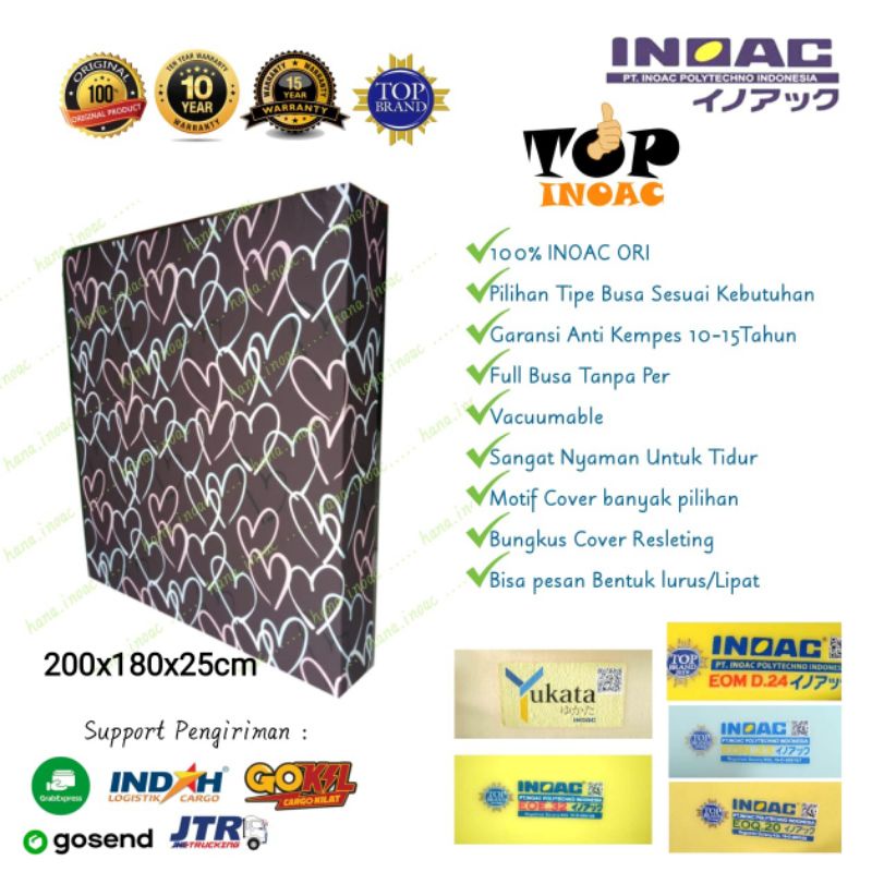 Kasur Busa INOAC uk 180x200x25cm Garansi Anti Kempes 10-15tahun