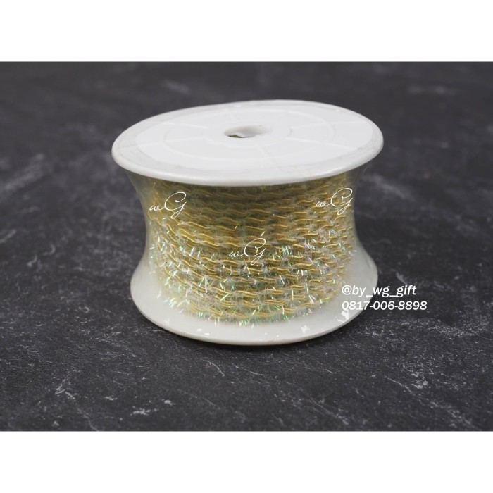 

Pita Tali Tambang Bulu Kilap; Warna Kuning, Panjang 20 yard