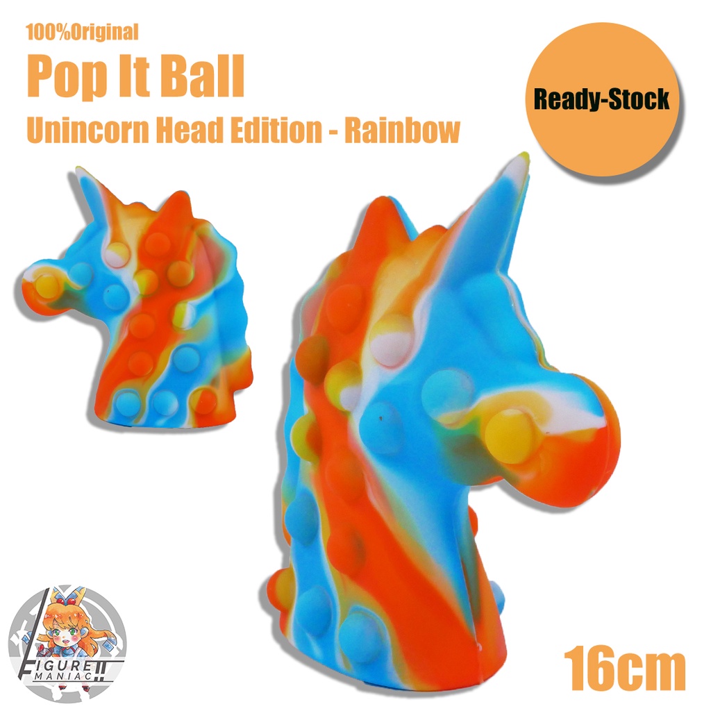 Pop It Ball - Unicorn Head Edition 16 Cm Squishy Mainan Anak