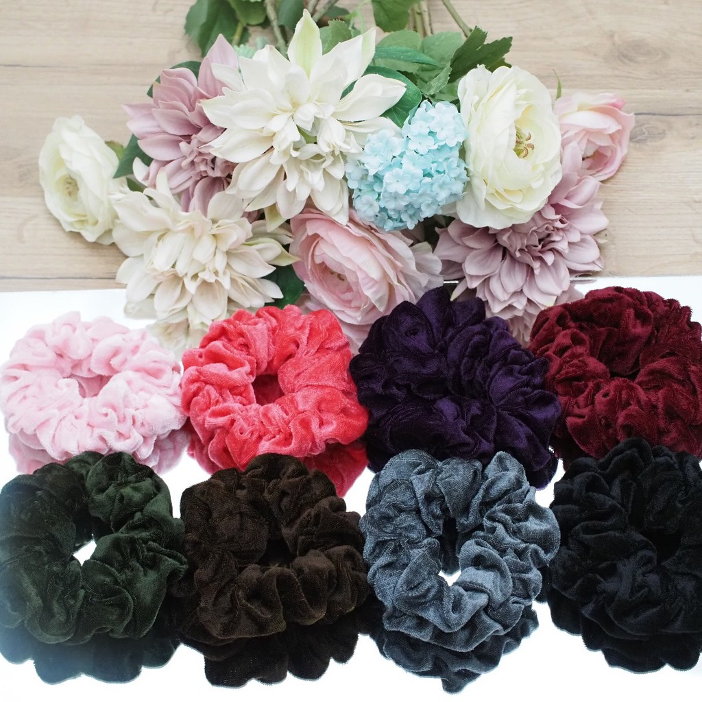 Scrunchie BLUDRU UKURAN BESAR IMPORT GRES KUALITAS PREMIUM HALUS VELVET KOREA Kuncir Scrunchie Berkualitas Aksesoris Rambut Fashion Cepol HIjab