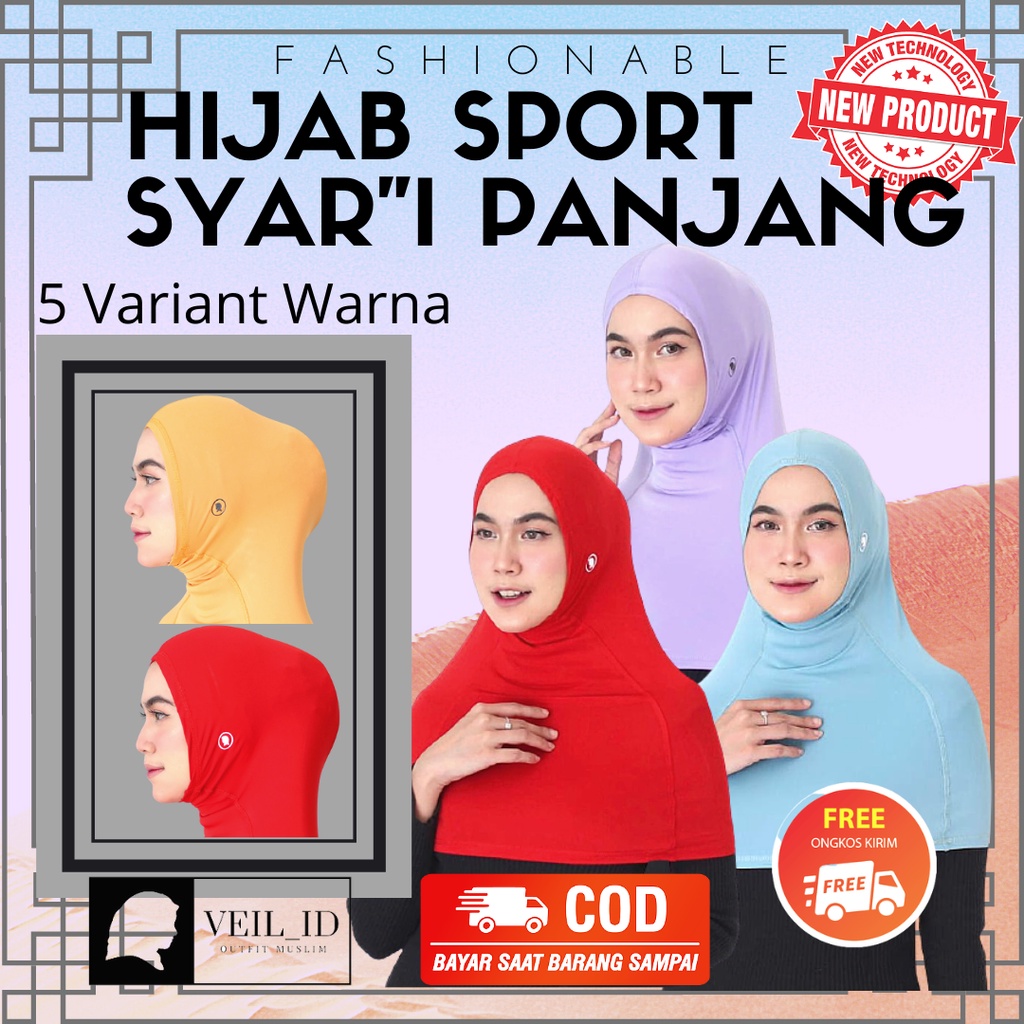 Hijab Sport Jilbab Kerudung Instan Syari Panjang Sedada Sebahu Sporty Olahraga Senam Joging Sepeda
