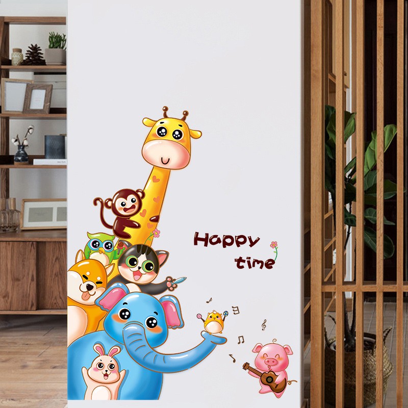 RELIZA Wall Sticker Animal Kid Zoo Happy Time Stiker Dinding LDR9306