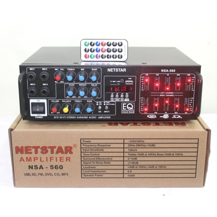 Amplifier NETSTAR NSA-560 Bluetooth,FM,USB SD CARD,JAK MIC KARAOKE