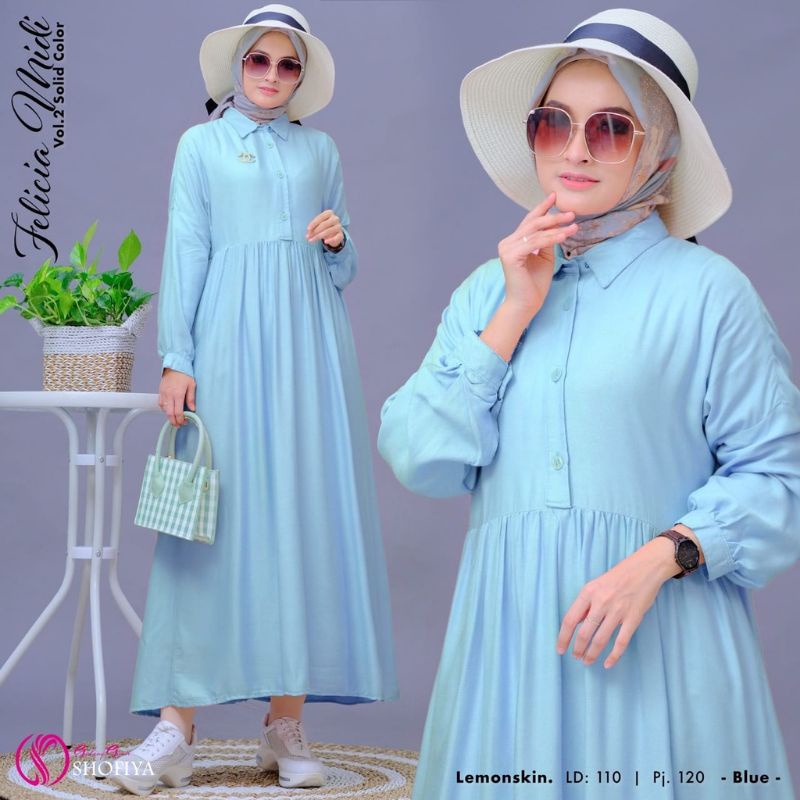 GAMIS POLOS DRESS MIDI POLOS KATUN - FELICIA MIDI ORI SHOFIYA
