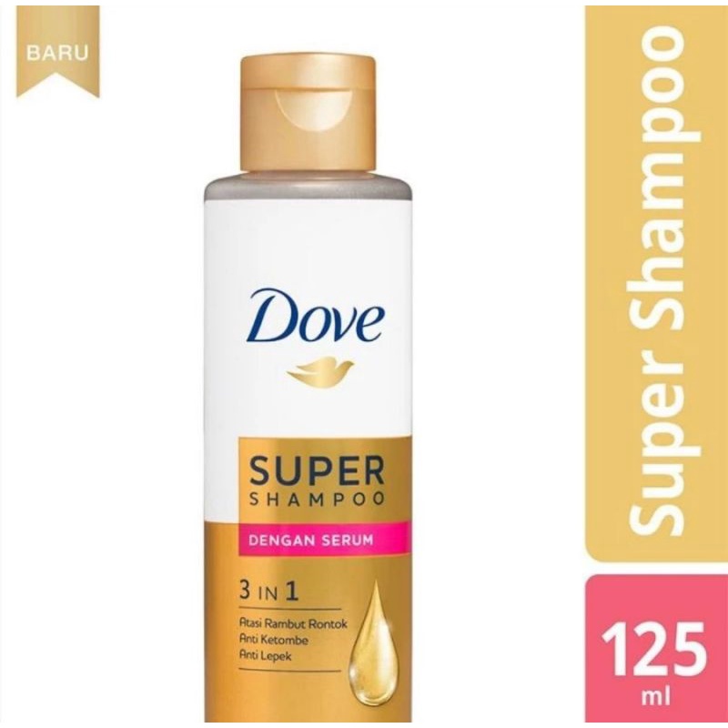 Dove Super Shampoo 3 in 1 Serum Shampoo Atasi Rambut Rontok, Anti Ketombe, Anti Lepek 125ML