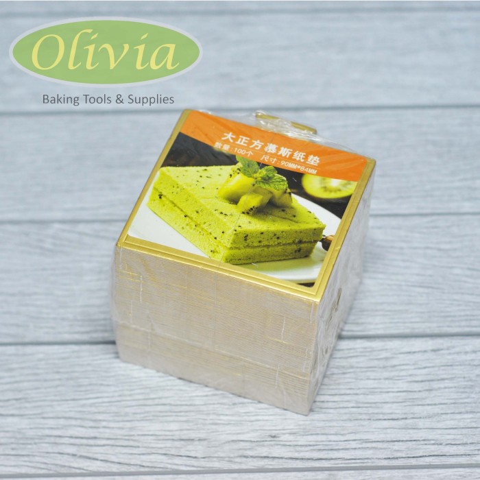 Tatakan Emas Kotak Kue Tiramisu Alas Cheese Cake Slice Mini gold