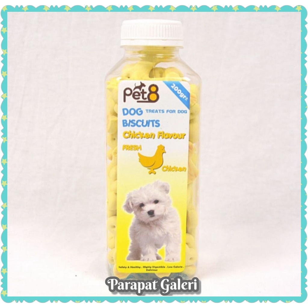 MAKANAN Anjing PET8 BISKUIT TULANG 200 GRAM - SNACK DOG BISCUIT BONE
