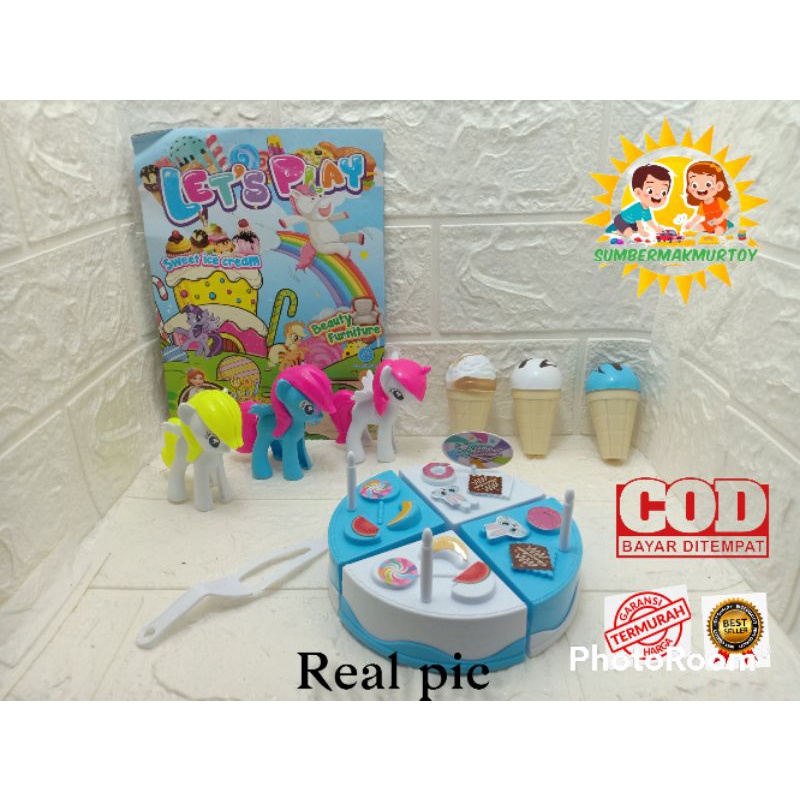 Mainan Edukasi Anak Cake Birthday Kue Ulang Tahun + Ice Cream Kuda Pony