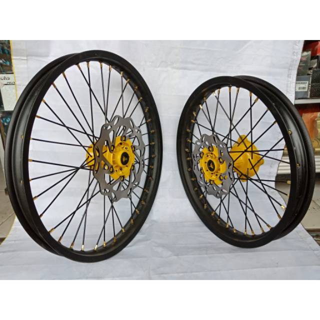 Velg Pelek KLX 150 dan DTracker 150 Ring 16 19 ring 18 21 Paketan Velg Tromol klx  jari jari sama piringan dan dirakit