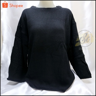 [✅COD]SWEATER RAJUT WANITA ZERO QUALITY SUPER PREMIUM / ATASAN OVERSIZE || SWEATER POLOS-HITAM