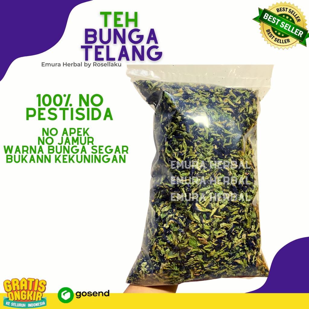 BUNGA TELANG ORGANIK 1 Kg/Teh Bunga Telang Kering/Teh Biru/ Butterfly Pea / Obat Asma