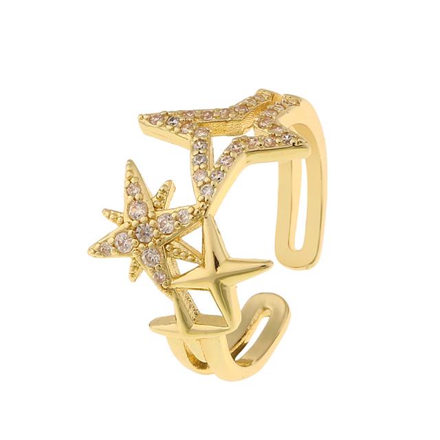 Perhiasan Korea Tembaga warna zircon plated 18 gold Street shooting Pasang star Open-end pria dan wa