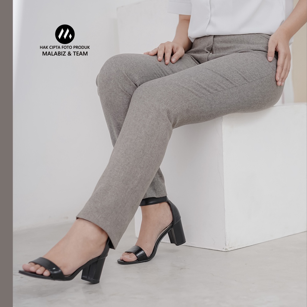 SHANNON SOFTBRWON - Celana Kantor Wanita Slim Fit Bahan Stretch dan Tebal Celana Formal Wanita Celana Panjang wanita Hitam Celana Dasar Wanita Basic Standar Kerja Malabiz