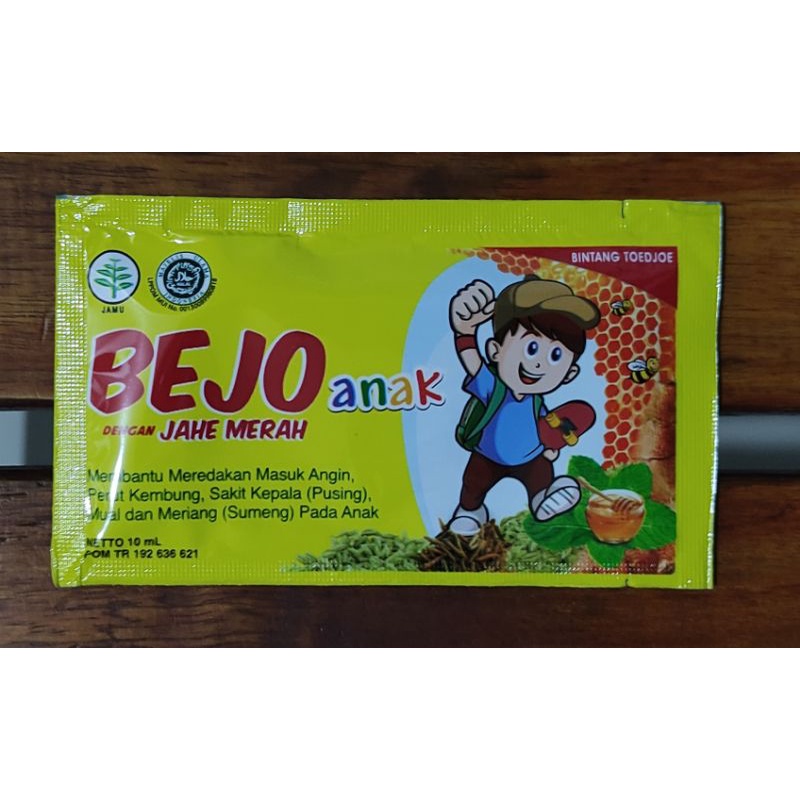 Bejo Jahe Merah Anak Sachet / Bejo Anak Eceran / Meredakan Masuk Angin / Perut Kembung / Sakit Kepala / Mual / Meriang / Bintang Toedjoe Anak