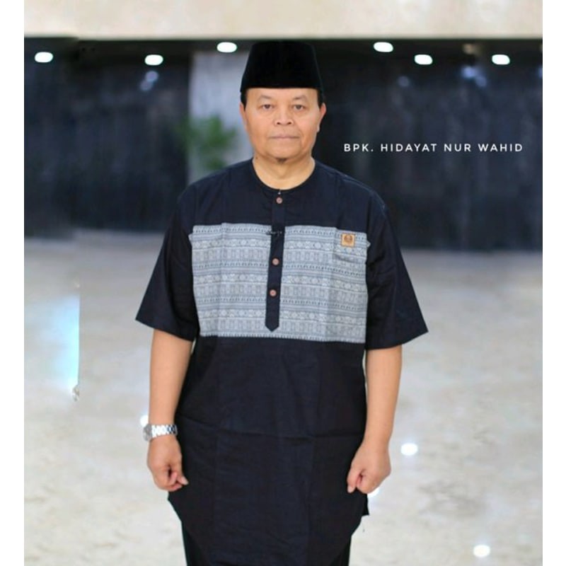 Kurta Pakistan Kombinasi Batik Busana Muslim Pria Baju Koko