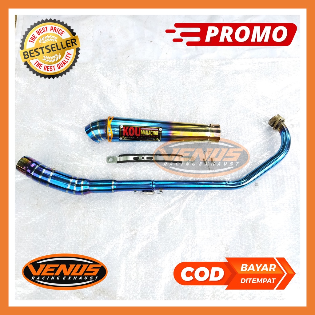 Knalpot Racing KOU Mahachai Bluemoon MX King 150 MX135 Satria Fu Sonic Vega ZR Jupiter Z1 Revo Fi Su