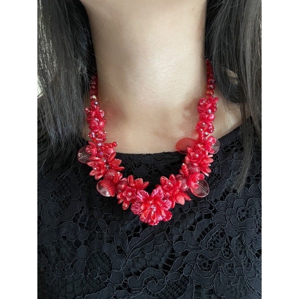 Red Necklace Series kalung hijab friendly