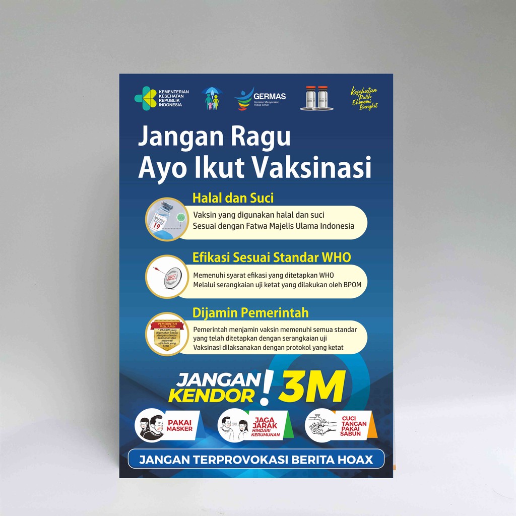 Jual Poster Jangan Ragu Vaksinasi Covid, Poster Kesehatan New Normal ...