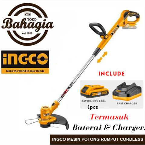 MESIN POTONG RUMPUT BABAT RUMPUT (1B+1FC) BATERAI CORDLESS 20V INGCO