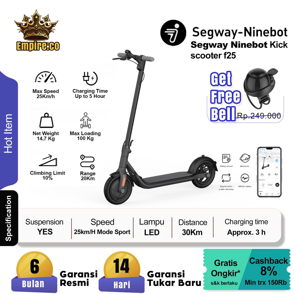 Segway Ninebot KickScooter F25 Skuter Listrik Lipat