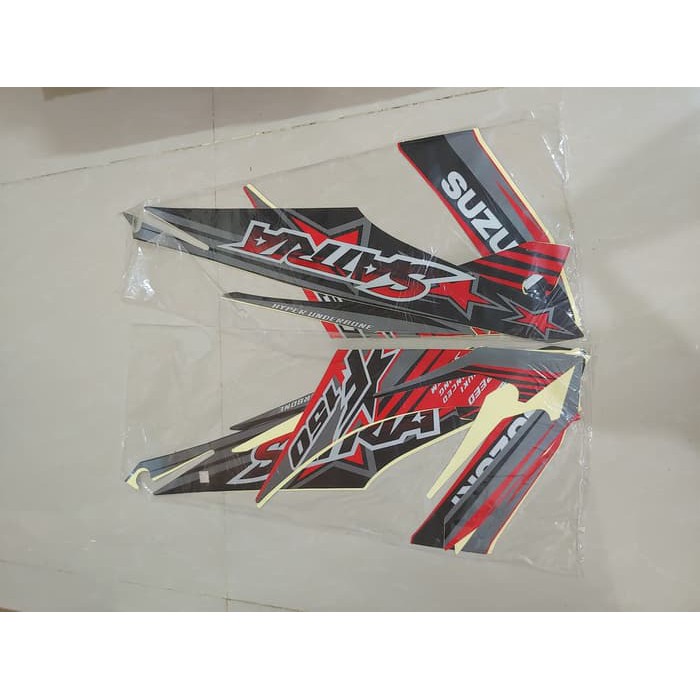 Stiker Bodi &amp; Lis Body &amp; Striping Satria Fu 2013 Hitam Merah