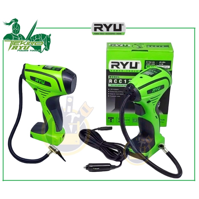 RYU RCC12 Mini Air Compressor 12 V RYU RCC 12 / Mini Kompressor Alat Pompa Angin Ban Balon Digital / Kompresor Angin Mini Listrik DC 12V 120 PSI