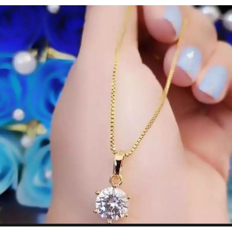 kalung set liontin mata 1 perhiasan wanita titanium gold