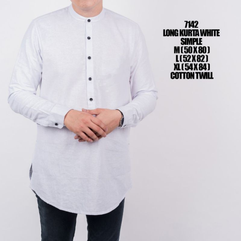Kemeja Pria Kurta Panjang Polos Putih