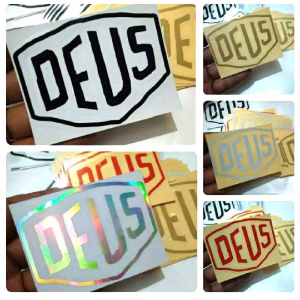 STIKER CUTTING DEUS MOTOR HELM MOBIL LOGO TERBARU KEREN MURAH KEKINIAN KUAT TAHAN AIR