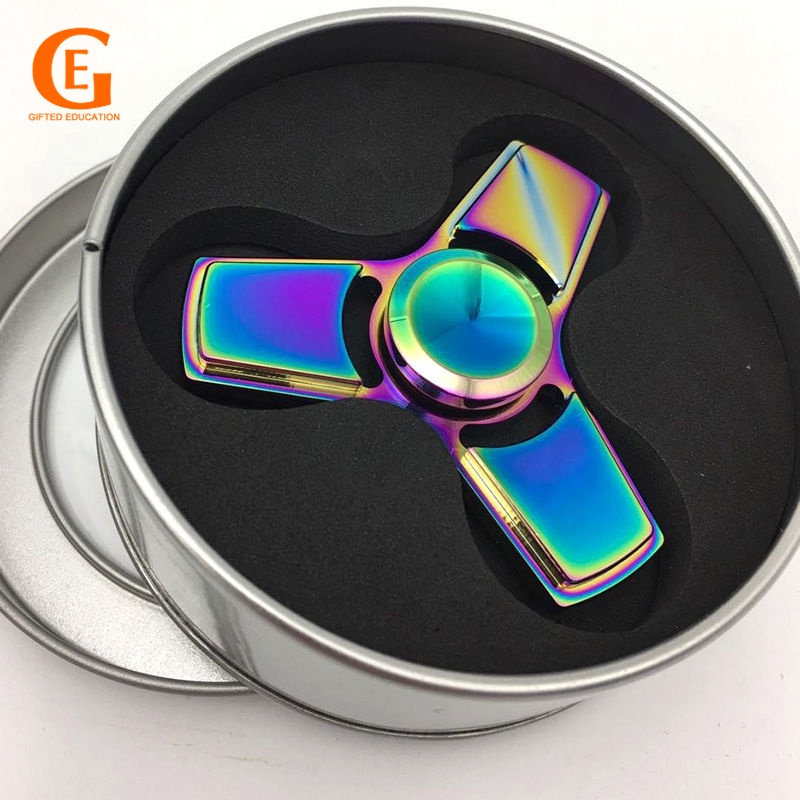 Metal Fidget Spinner Mainan Tangan Jari Gyro EDC Rainbow ADHD Focus Anti Stress Hadiah