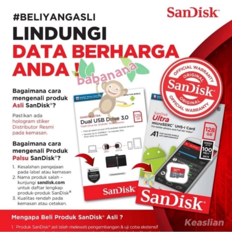 SanDisk Ultra MicroSDHC UHS-I 32GB 100MB/s Original - No Adapter