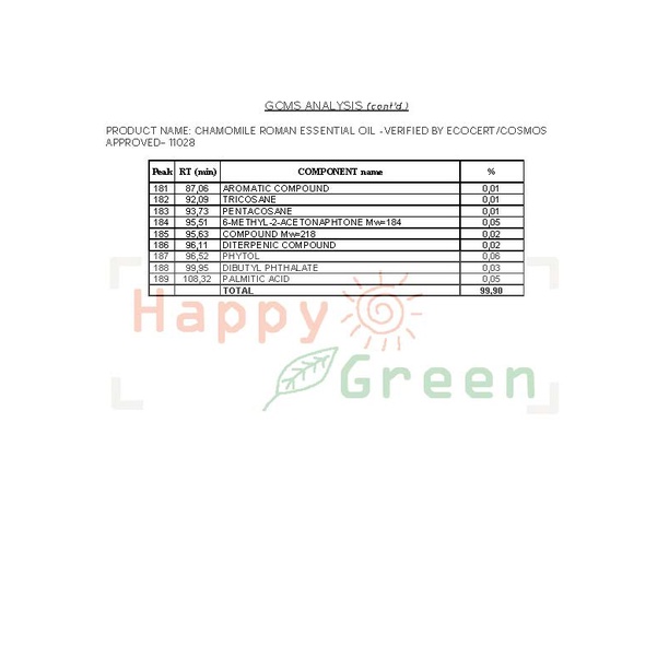 Happy Green Roman Chamomile Essential Oil - Minyak Bunga Kamomile Anthemis nobilis 100% Murni Grade A