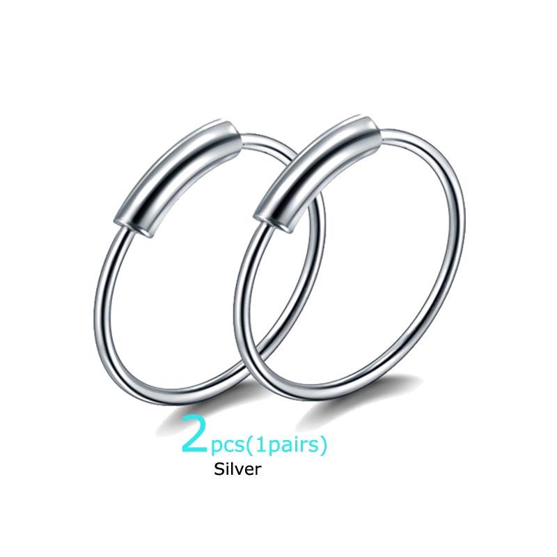 2pcs Hoop Earrings Daith Rook Pinna Helix Piercing Nose Ring Stianless Steel 22G