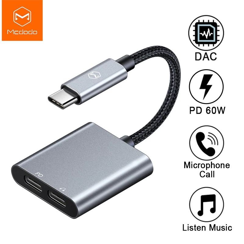 Mcdodo Audio Converter Type C to Dual USB Type C Charger 60Watt &amp; Headset