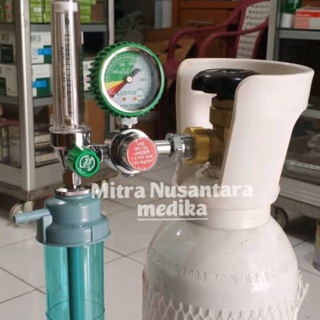 Tabung Oksigen Medis  1 Meter Kubik + Regulator + selang Hidung