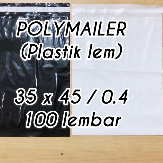 

DE9✿ plastik packing POLYMAILER 35x45 0.4 100 lembar hitam putih plastik lem Kirim Langsung