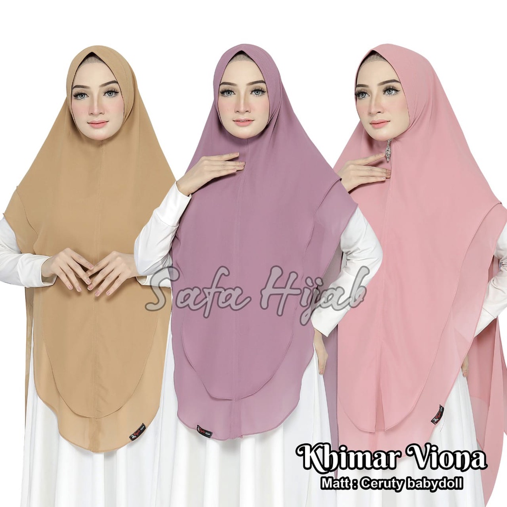 Khimar Syar'i Ceruty Babydoll Khimar 2 Layer Viona Khimar Oval 2 Layer Safa Hijab