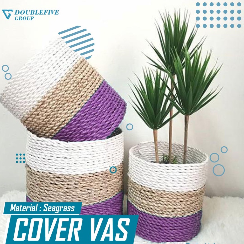 Keranjang Anyaman isi 3. Cover Pot, Keranjang Seagrass, Hiasan Anyam (size 20,17,15) / COVER POT