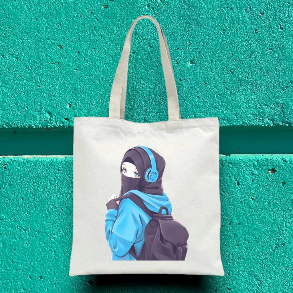 Tote Bag Kanvas Tas Wanita Kuliah Fashion Laptop Totebag Karakter Aesthetic