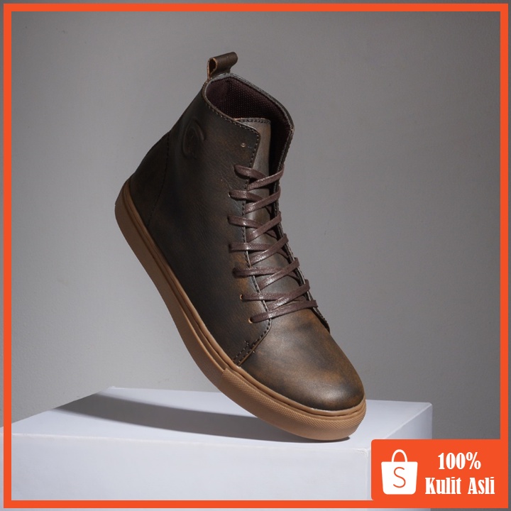 MAGNUS CAMEL (Kulit Asli) - Sepatu Boots Pria Kasual Kulit Klasik Vintage Sporty Casual Cowok - Boot Kulit