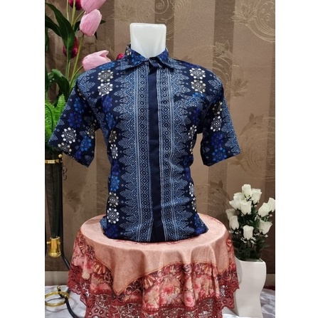 Kemeja Batik Pria Lengan Panjang Dan Lengan Pendek Motif Toraja NavyY