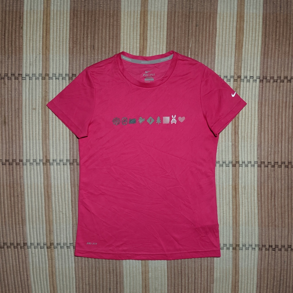 Kaos Running Wanita NIKE DRI FIT Pink Olahraga Original Second Preloved