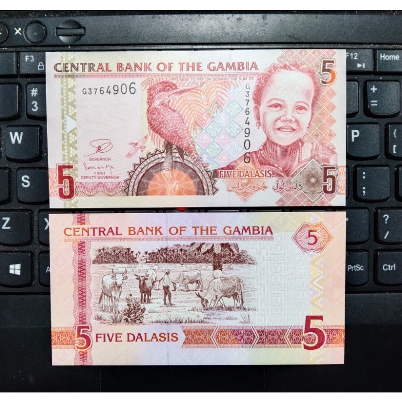 uang kertas asing 5 Gambia Lama
