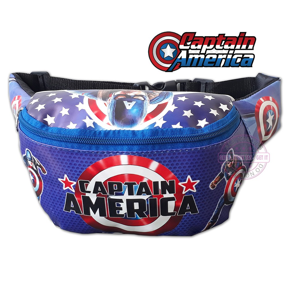 Waistbag Cowok Tas Pinggang Anak Laki Karakter Kapten Captain America