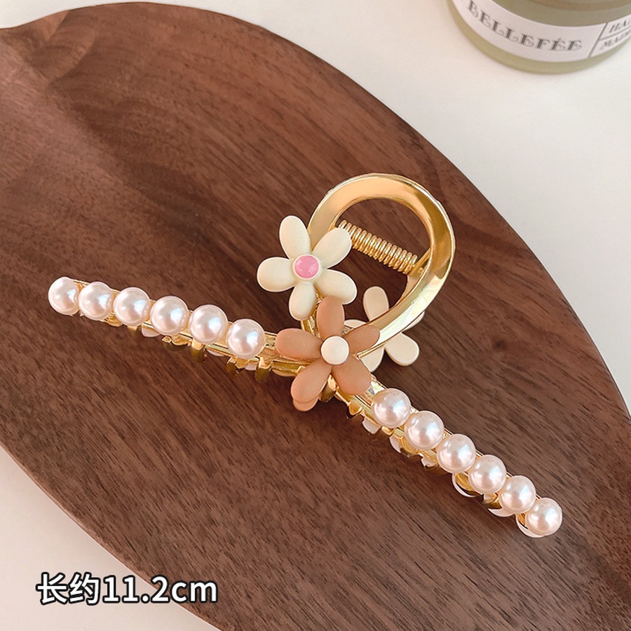 Korean Metal Pearl Big Hair Clip Hair Claw Flower Fashion Ponytail Holder Hairpin Woman Hair Accessories