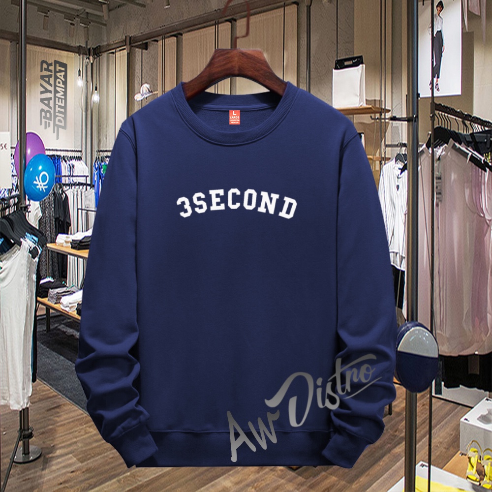 COD Sweater Distro 3Second Lkg White Premium Quality Sweater Tulisan Jaket Kata-Kata Hoodie Sablon